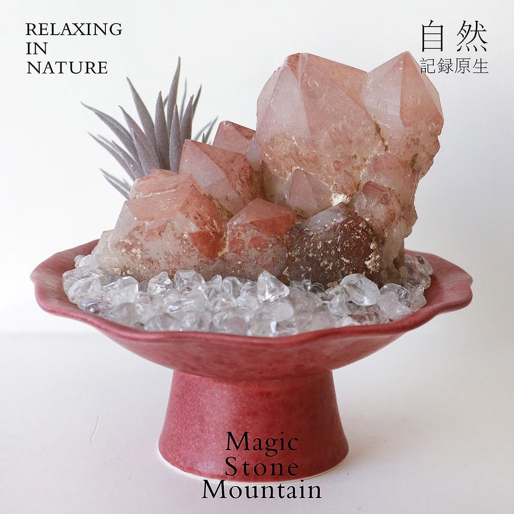 Crystal Chips and Plants Scene with Stone Base-458