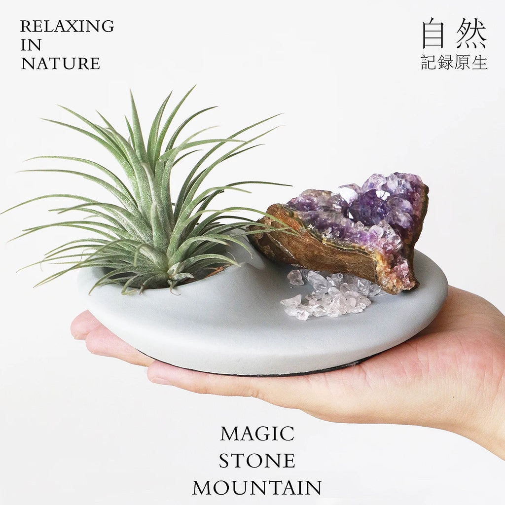 Crystal Chips and Plants Scene with Stone Base-458